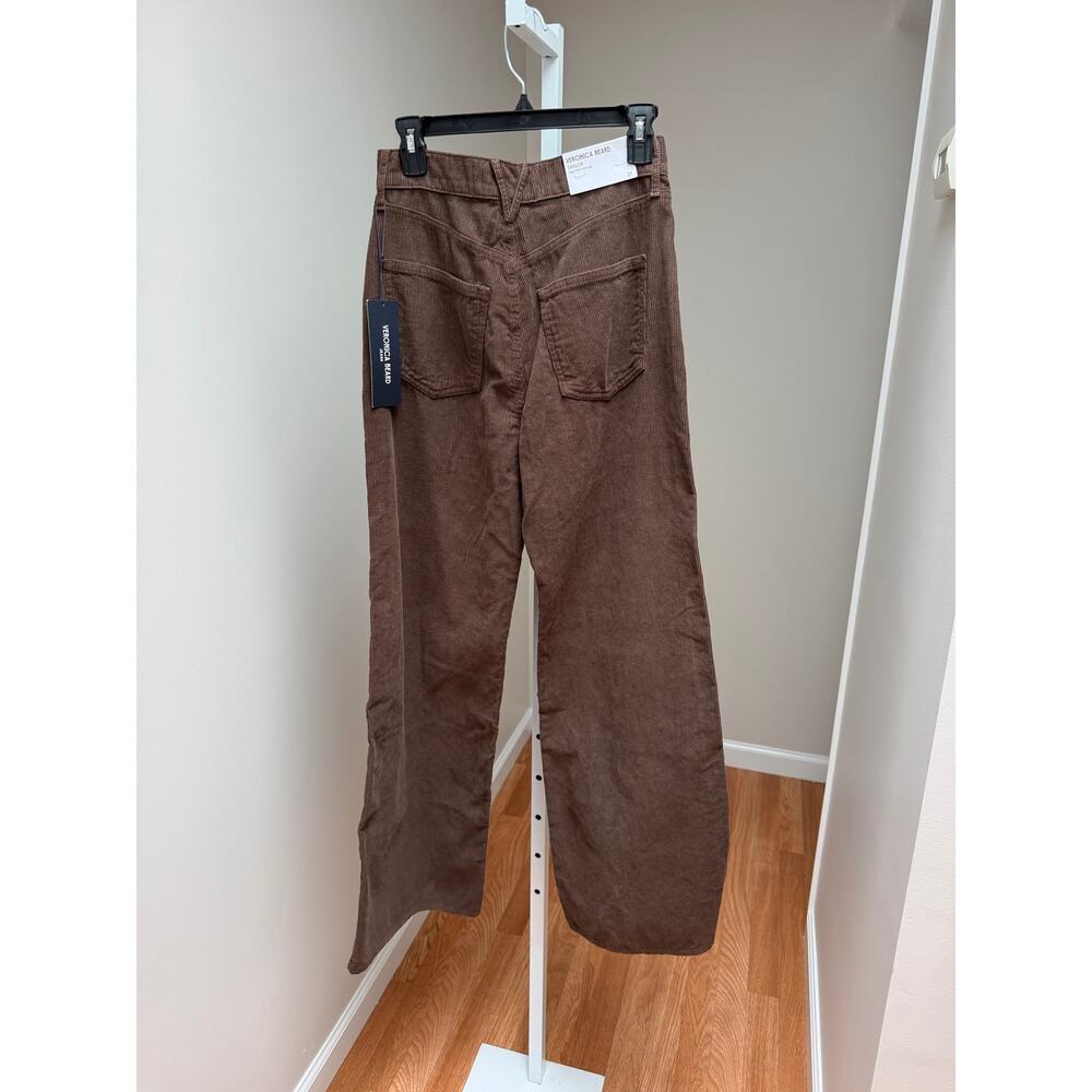 NEW Veronica Beard Taylor High Rise Wide Leg Pant Corduroy Brown Size 27 - Picture 9 of 11